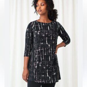 SYMPLI  TRAPEZE TUNIC Black  White Drifting lines Size 6